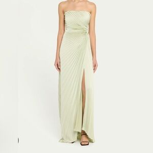 A.L.C. Strapless Pleated Dress in Light Green
